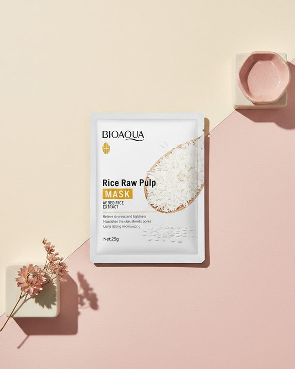 My Glam Room Bio Aqua rice raw pulp moisturizing face mask sheet for skin hydration and nourishment