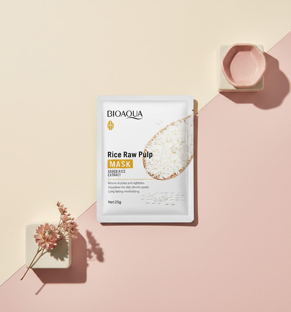 My Glam Room Bio Aqua rice raw pulp moisturizing face mask sheet for skin hydration and nourishment