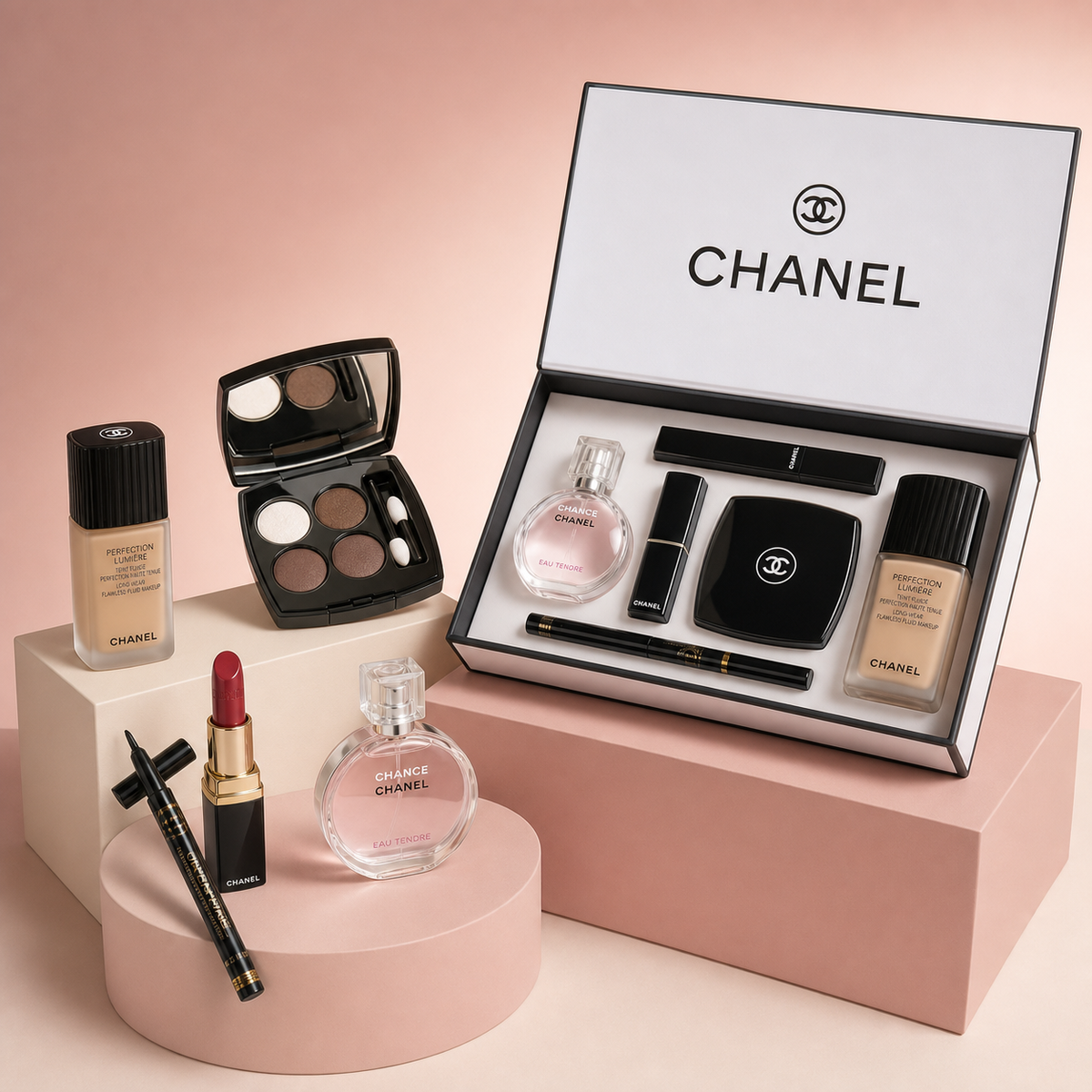 Channel 6 In 1 Gift Set Makeup Perfume Box