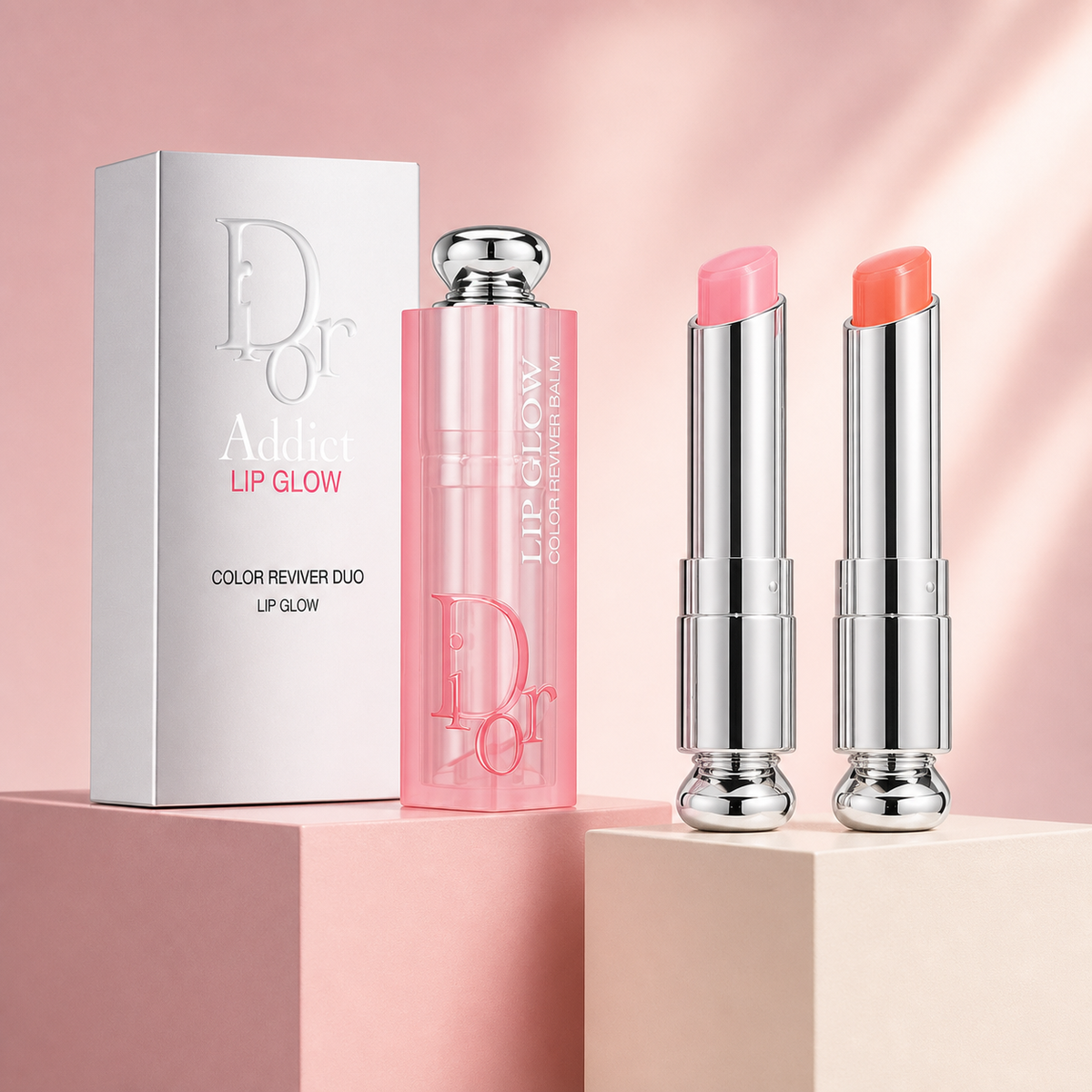 Dior Addict Lip Glow Lip Balm Lip Kit - 004 Coral +001 Pink