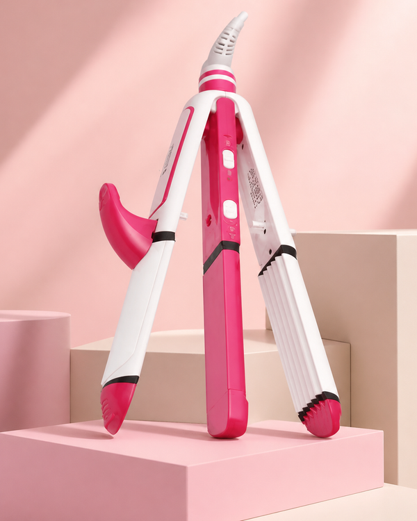 Hair Straightener and Curler, 3-in-1 Ceramic Hair Curling Iron & Hair Straighteners & Crimper Hair Styler Tools Flat Iron with Worldwide Dual Voltage 100~240V