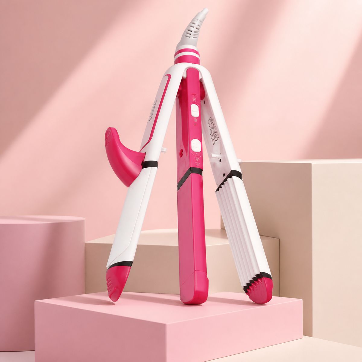 Hair Straightener and Curler, 3-in-1 Ceramic Hair Curling Iron & Hair Straighteners & Crimper Hair Styler Tools Flat Iron with Worldwide Dual Voltage 100~240V