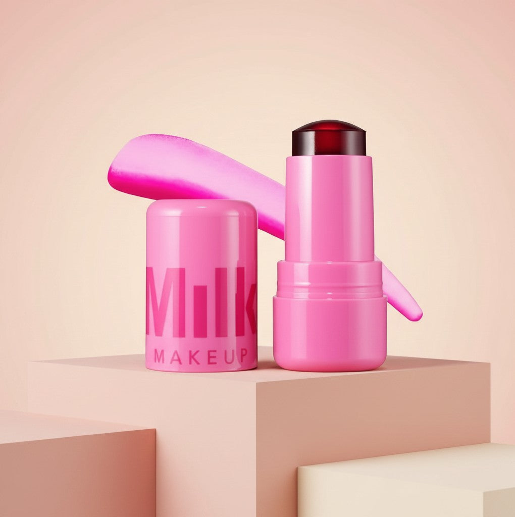 My Glam Room Milk Cooling Water Jelly Tint in Burst shade, a vibrant pink jelly stick with a matching cap.