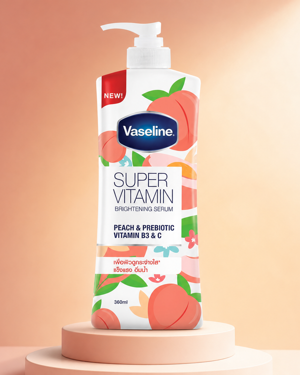 Vaseline Supervitamin Peach & Prebiotic Vitamin B3 & C brightening SERUM (360ml)