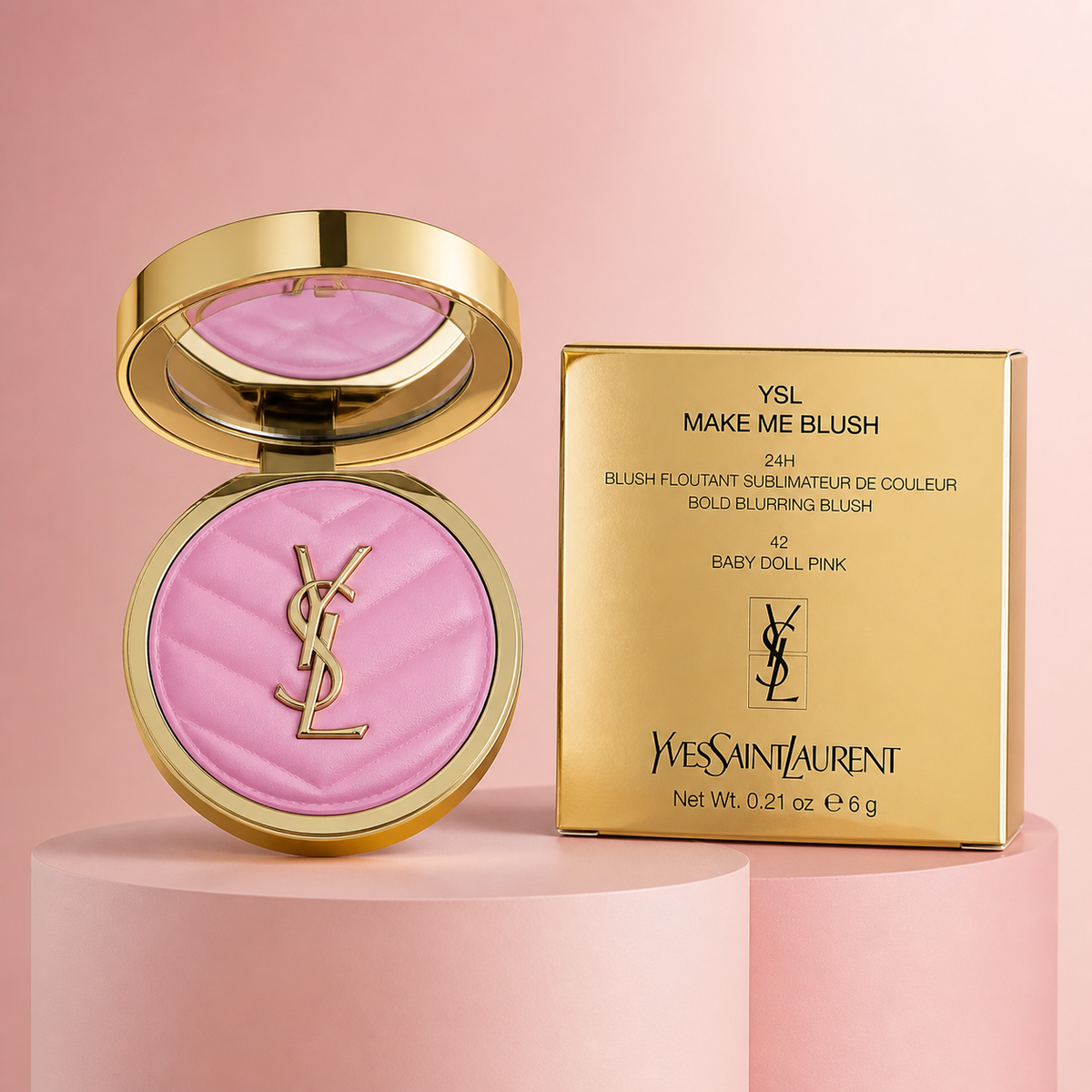 Ysl blush make me blush 24h buildable blurring powder blush (shade baby doll pink – cool baby pink)