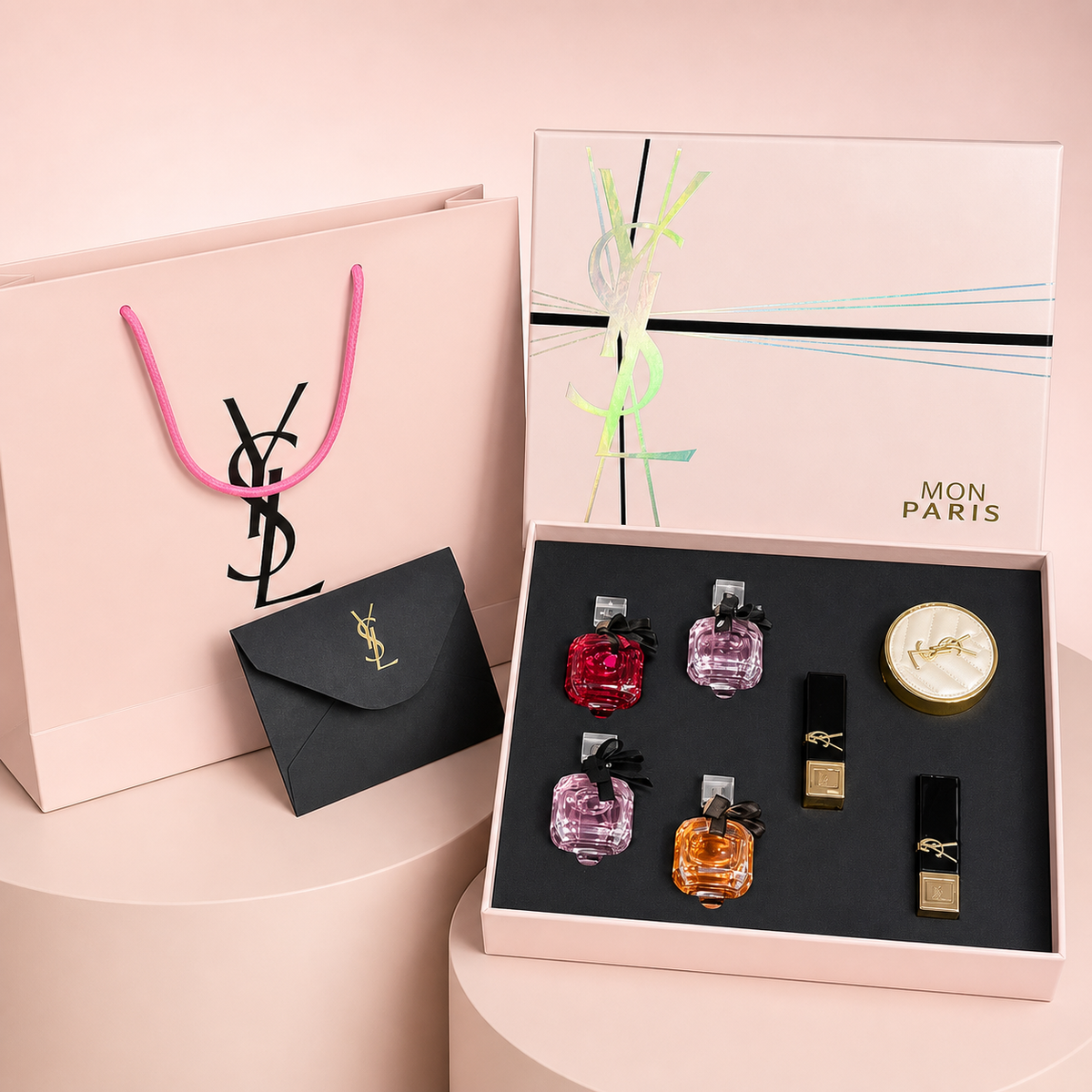 Ysl Mon Paris 7in1 Gift Set Pink Box and Bag